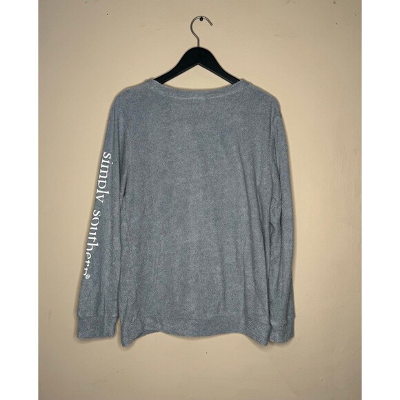 Simply Southern Inside Out Crewneck Sweatshirt Light Blue Good Vibes Daisy Large - Picture 4 of 8